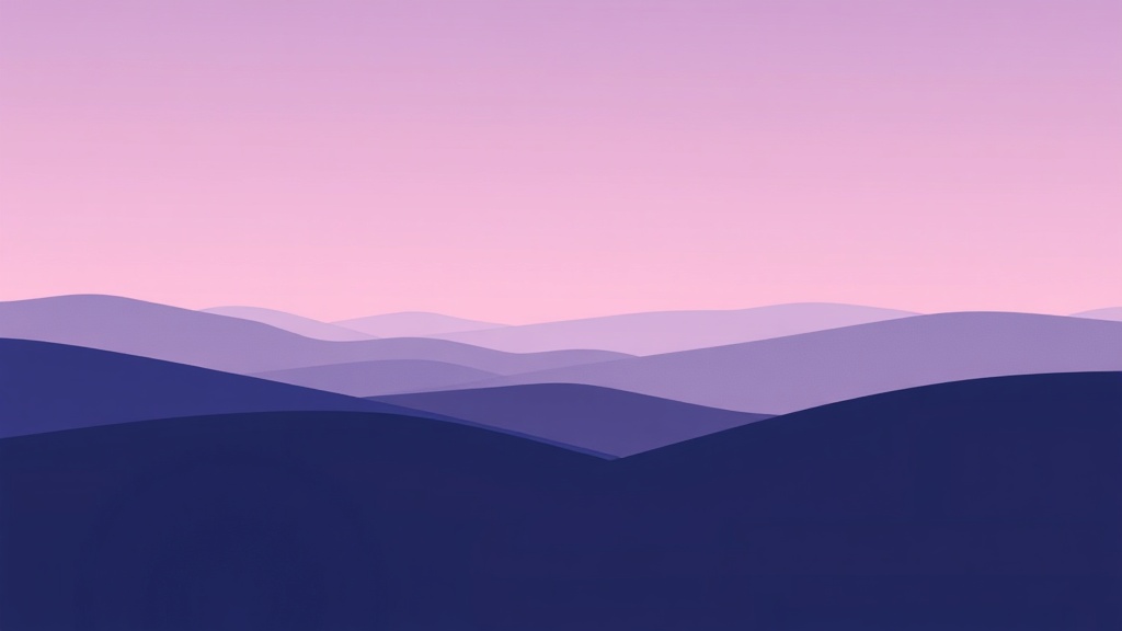 minimal abstract landscape in soft lavender and deep navy, evoking twilight and serenity